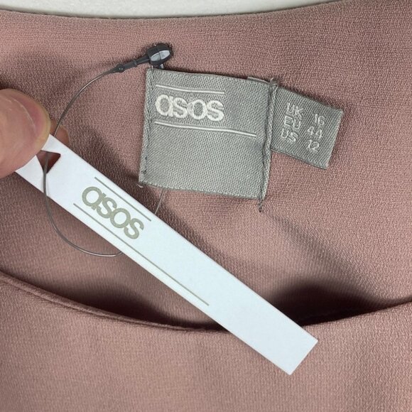 NWT ASOS Blush Pink Ruffle Front Button Down Dress Size 12 New W Tags Shift Boho - Picture 3 of 13